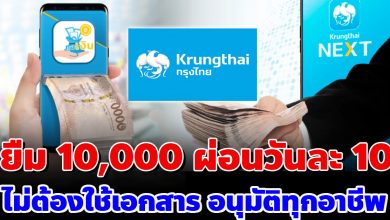 Photo of สินเชื่อกรุงไทย สิบหมื่น ให้ยืม 10,000 ไม่ต้องใช้เอกสาร อนุมัติใน 5 นาที